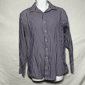 Stafford Men's 15.5 Purple Striped Easy Care Broadcloth Regular Fit Shirt